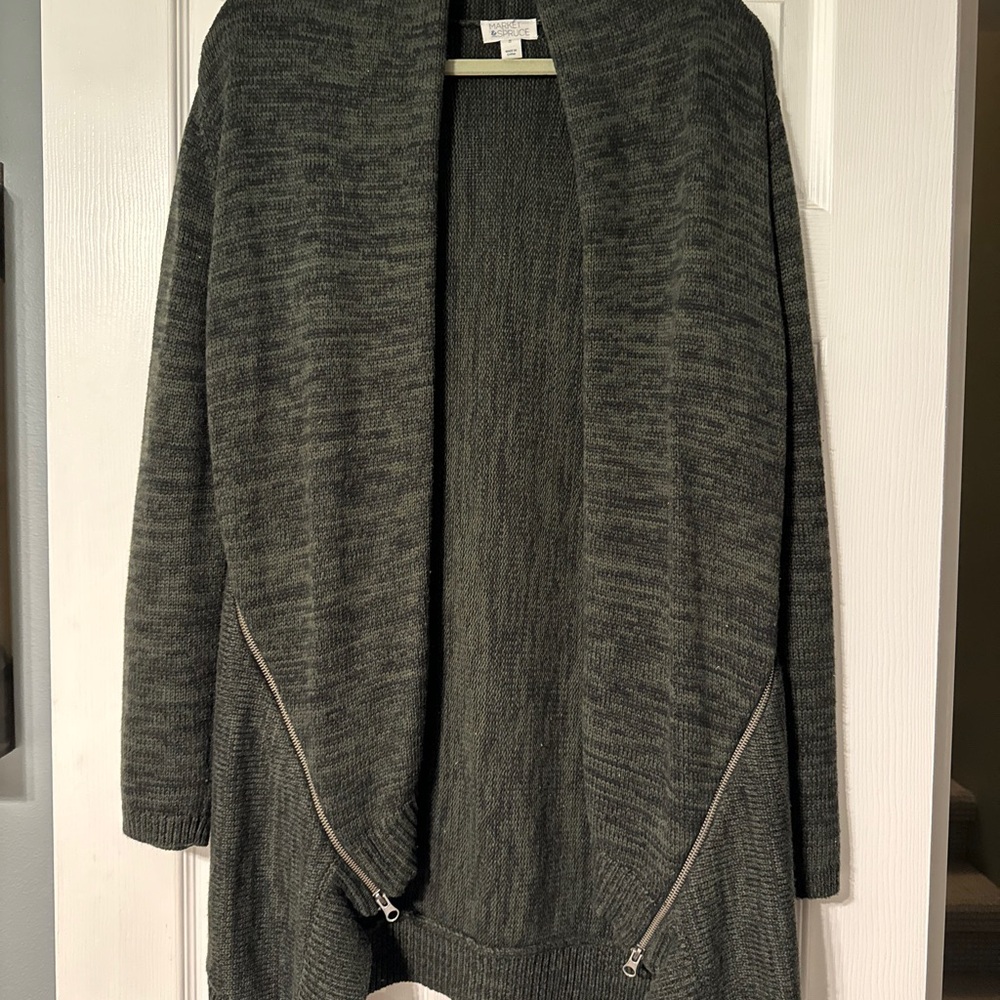 Market & Spruce gray cardigan with zipper detail